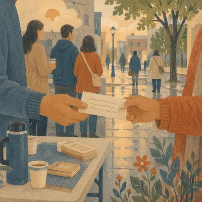 Street Evangelism Invitation After Spring Rain