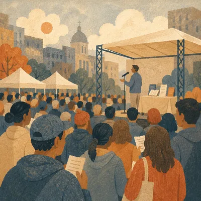 Outdoor Street Evangelism in City Plaza