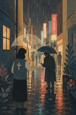 Rainy Night Street Evangelism in Urban Alley