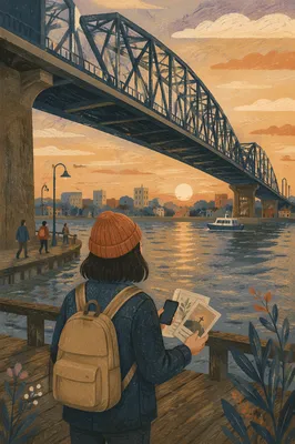 Street Evangelism at Dusk Waterfront