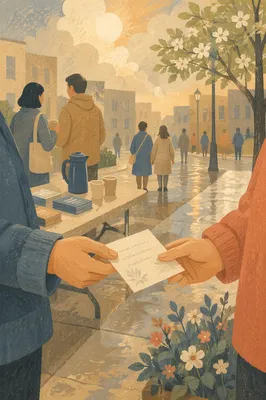 Peaceful Street Evangelism After Spring Rain