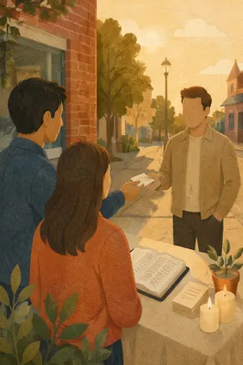 Street Evangelism Conversation at Golden Hour