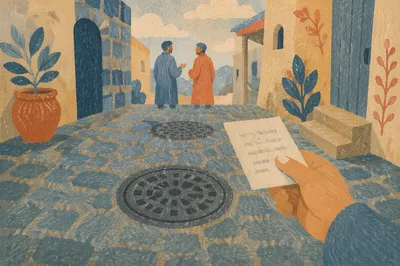 Street Evangelism Leaflet on Cobblestone Path