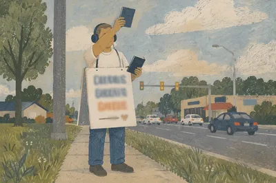 Street Evangelism Volunteer Sharing Faith Outdoors
