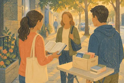 Warm Street Evangelism on Urban Sidewalk