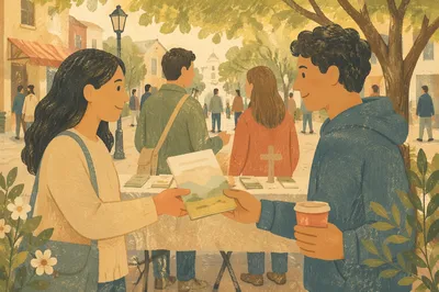 Gentle Street Evangelism on Spring Afternoon