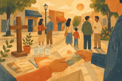 Peaceful Street Evangelism at Golden Hour