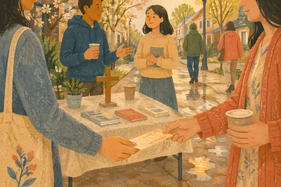 Street Evangelism Invitation After Spring Rain