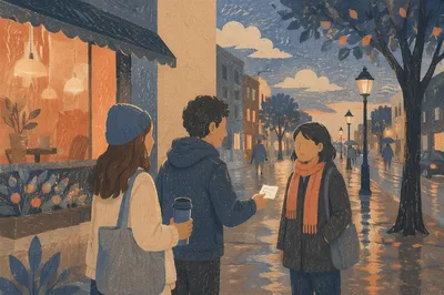 Gentle Street Evangelism at Rainy Dusk