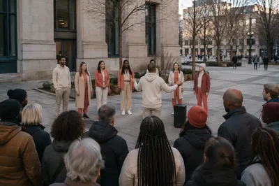 Outdoor Street Evangelism in Urban Plaza