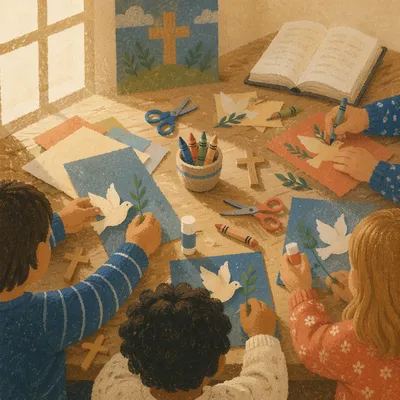 Sunday School Craft Table with Children