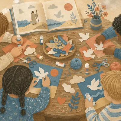 Sunday School Craft Table with Children’s Hands