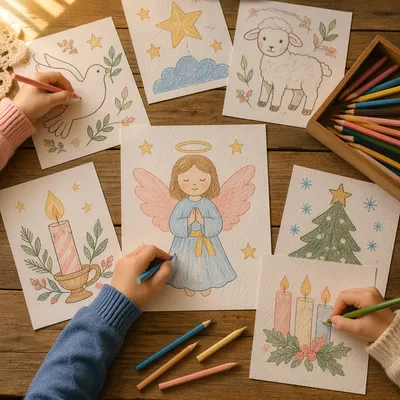 Sunday School Craft Table With Angel Coloring