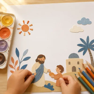 Sunday School Craft Table With Children Hands