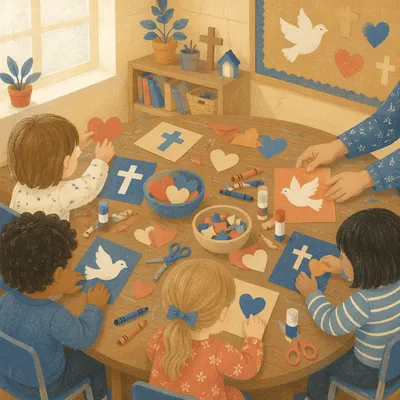 Sunday School Children Making Faith Crafts