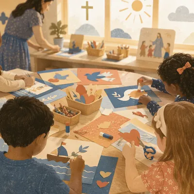 Sunday School Craft Time in Church Classroom