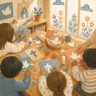 Sunday School Craft Time in Church Classroom