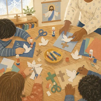 Sunday School Craft Table with Children
