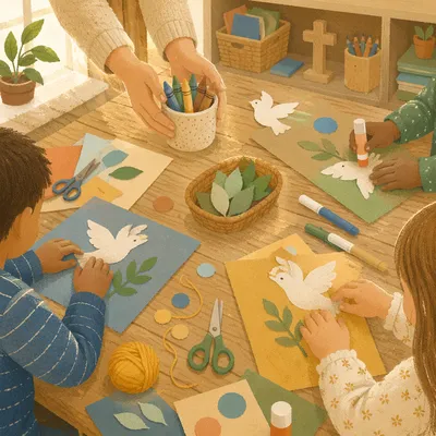 Sunday School Craft Table with Helping Hands