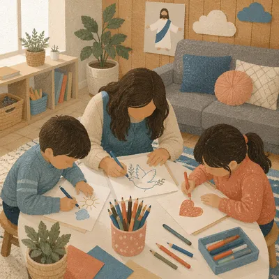 Sunday School Craft Time in Cozy Church Classroom