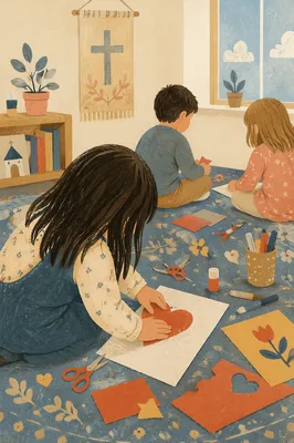 Sunday School Craft Time on Blue Rug