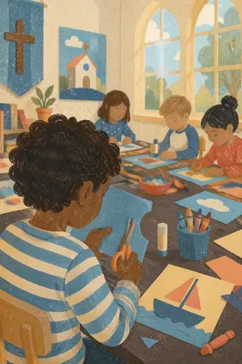Sunday School Children Crafting Together