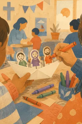 Sunday School Children Paper Boat Craft