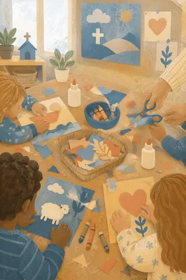 Sunday School Craft Table in Morning Light