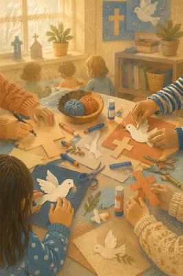 Sunday School Children Making Faith Crafts