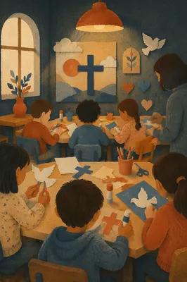 Sunday School Children Creating Faith Crafts