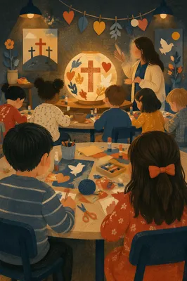 Sunday School Children Craft Classroom Scene