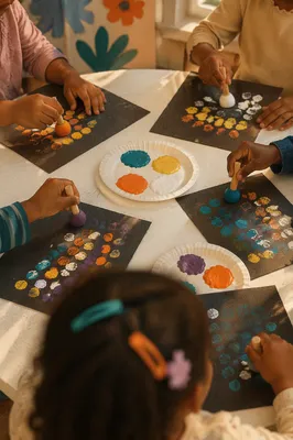 Sunday School Children Painting Craft Together
