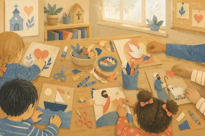 Sunday School Craft Time in Church Classroom