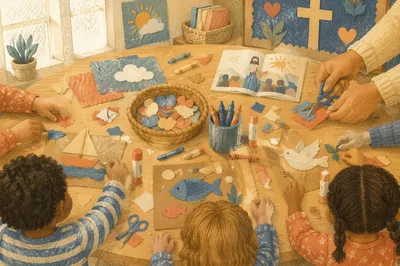 Sunday School Craft Time in Church Classroom