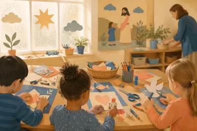 Sunday School Craft Table in Morning Light
