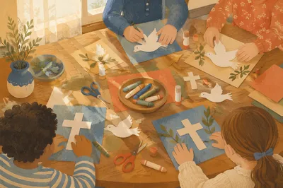 Sunday School Children Making Faith Crafts