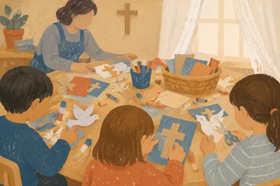 Sunday School Children Making Faith Crafts