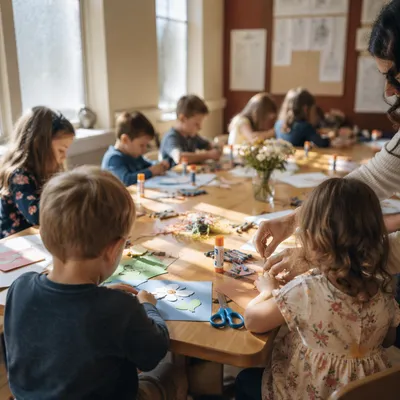 Sunday School Children Making Crafts Together