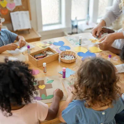 Sunday School Craft Table in Church Classroom
