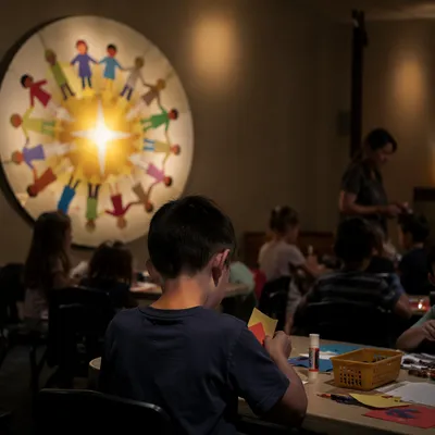 Sunday School Children Craft Time in Church