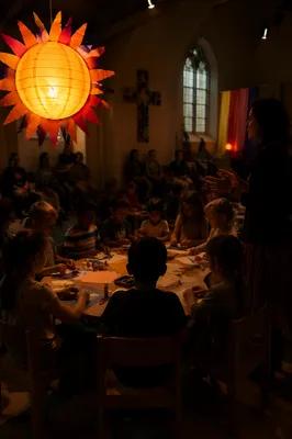 Sunday School Craft Time Under Warm Lantern