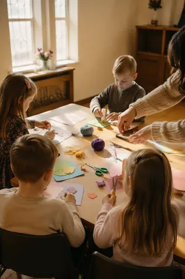 Sunday School Craft Time in Church Classroom