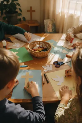 Sunday School Craft Time in Church Classroom