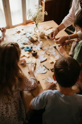 Sunday School Children Crafting Paper Doves