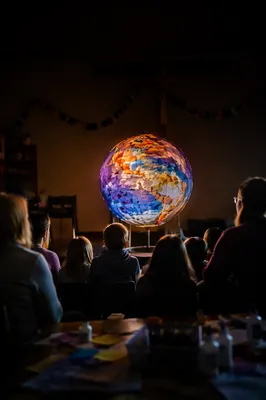 Sunday School Children Watching Glowing Craft Globe