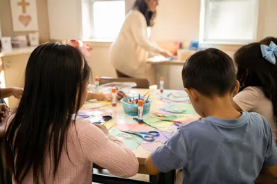 Sunday School Craft Time in Church Classroom