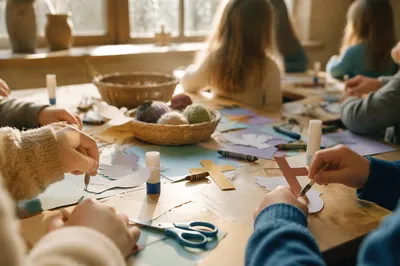 Sunday School Children Crafting Paper Doves
