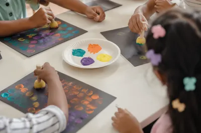 Sunday School Children Craft Time Close-Up