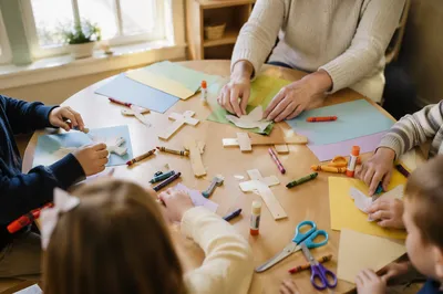 Sunday School Craft Table with Children