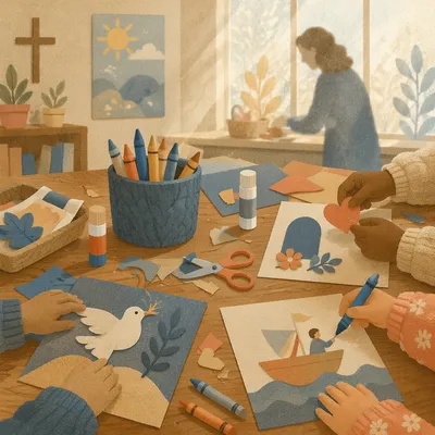 Sunday School Craft Table in Morning Light